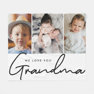 Custom We love you Grandma Grandchildren photos Fleece Blanket