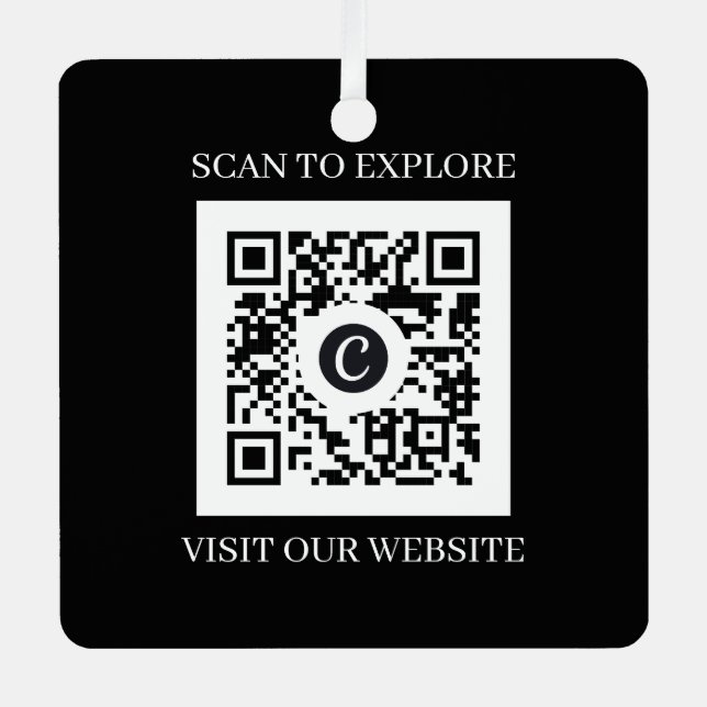 Custom Website QR Code Christmas Metal Tree Decoration (Front)