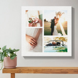 Custom Wedding 4 Photo Collage Canvas Print