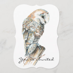 Custom Wedding Anniversary Barn Owl Art Invitation
