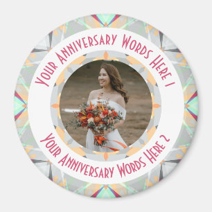 Custom Wedding Anniversary Grey Photo Greeting Magnet