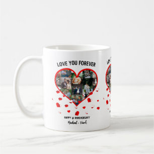 Custom Wedding Anniversary Heart Photo Collage Coffee Mug