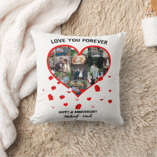 Custom Wedding Anniversary Heart Photo Collage Cushion