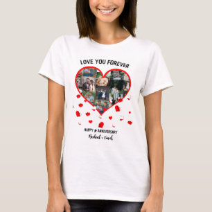 Custom Wedding Anniversary Heart Photo Collage T-Shirt
