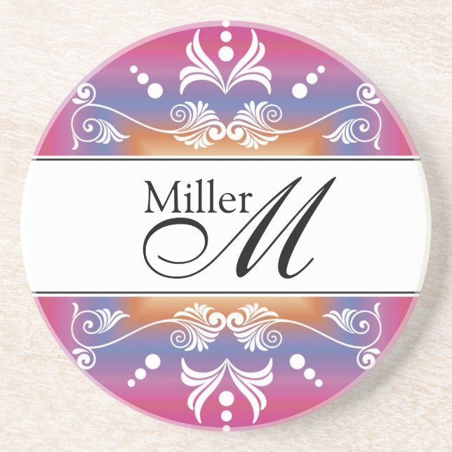 Custom Wedding Anniversary Monogram Coaster (Front)