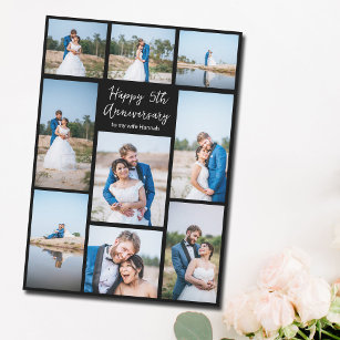 Custom Wedding Anniversary Newlywed Photo Collage Card