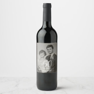 custom wedding anniversary photo modern wine label