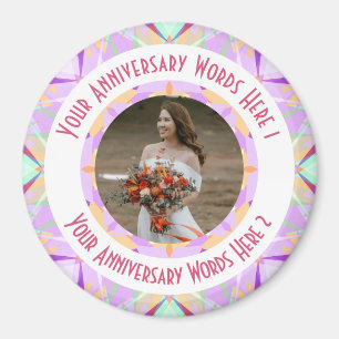 Custom Wedding Anniversary Purple Photo Greeting Magnet