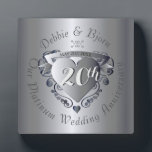 Custom Wedding Anniversary Silvery Heart Emblem Plaque<br><div class="desc">A lovely plaque with your custom wedding anniversary milestone honoured with my original 3D heart emblem and medallion typography. Beautiful and affordable, what could be better?!</div>