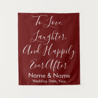 Custom Wedding Backdrop, Burgundy Ceremony Decor Tapestry