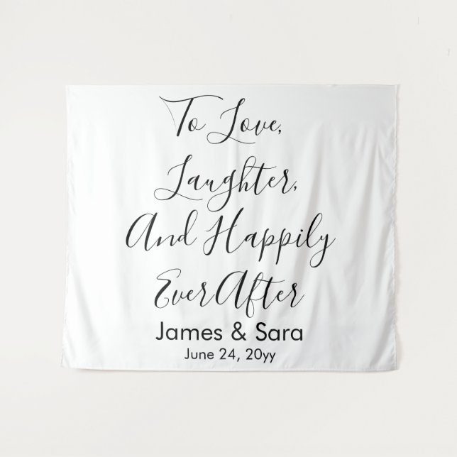 Custom Wedding Backdrop Chic Reception Photo Booth Tapestry (Front (Horizontal))