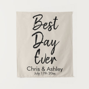 Custom Wedding Backdrop for Ceremony Best Day Ever Tapestry