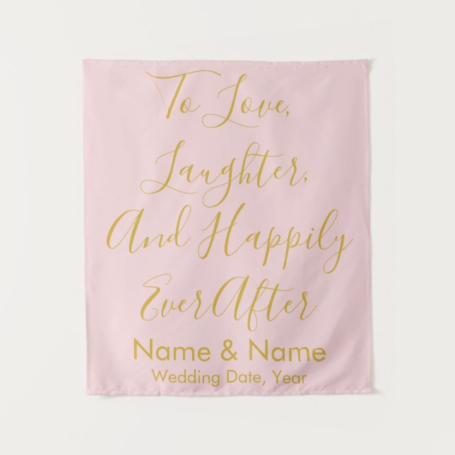 Custom Wedding Backdrop for Reception Blush Pink Tapestry (Front)