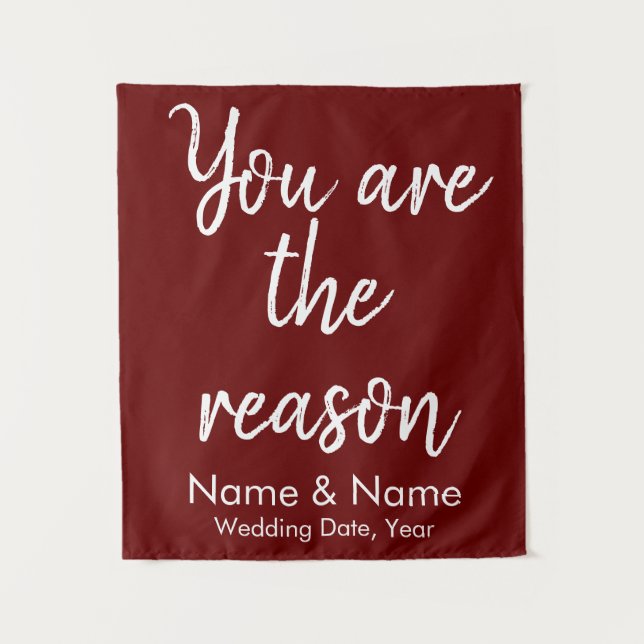 Custom Wedding Backdrop for Reception on a budget Tapestry (Front)