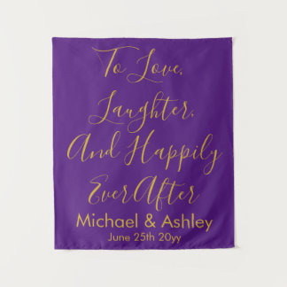 Custom Wedding Backdrop Purple Gold Prop Reception Tapestry