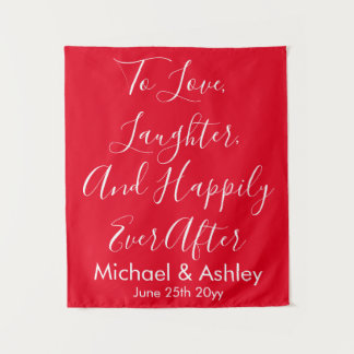Custom Wedding Backdrop Red & White Prop Reception Tapestry