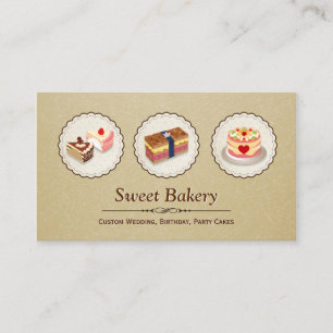Custom Wedding Birthday Party Cakes Pastry Bakery Business Card