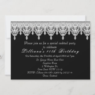 custom wedding black lace invitation