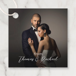 Custom Wedding Bride and Groom Photo Thank You Favour Tags