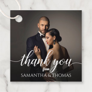 Custom Wedding Bride and Groom Photo Thank You Favour Tags
