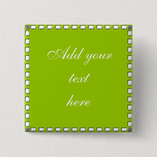 Custom Wedding Button Pin Crystal Stone Green (Front)