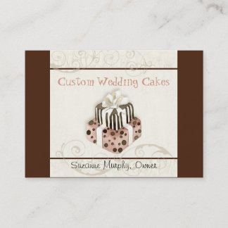 Custom Wedding Cake Modern Dot Stripe Swirls Business Card
