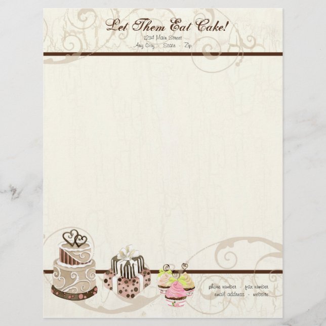 Custom Wedding Cake Modern Dot Stripe Swirls Customized Letterhead (Front)