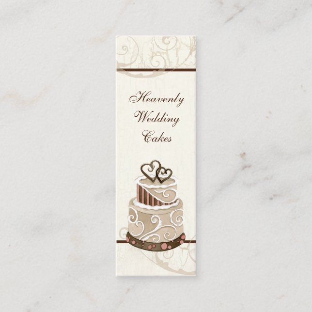 Custom Wedding Cake Modern Dot Stripe Swirls Mini Business Card (Front)