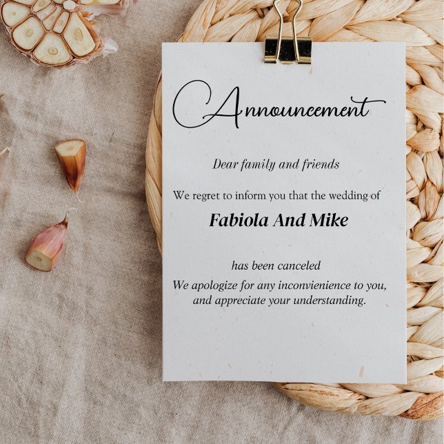  Custom wedding cancellation announcement card  (Creator Uploaded)