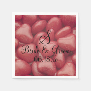 Custom Wedding Candy Hearts Monogram Names Date Pa Napkin