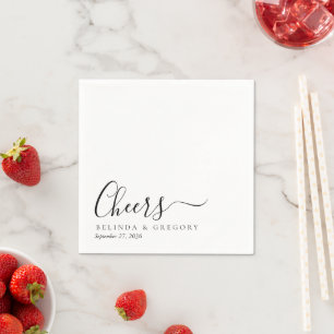 Custom Wedding Cheers Cocktail Modern Napkins