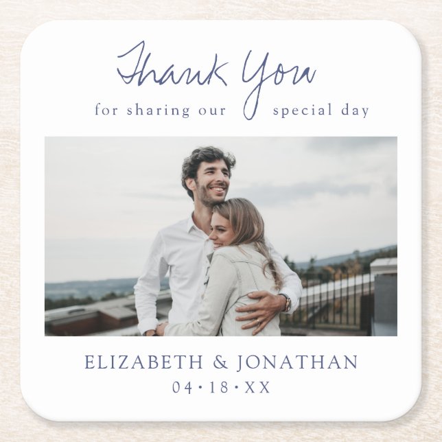Custom Wedding Coaster Favour with Photo (Front)