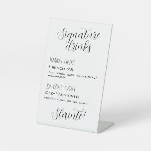 Custom Wedding Cocktail menu Pedestal Sign