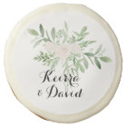Custom Wedding Cookie Greenery and blush or white