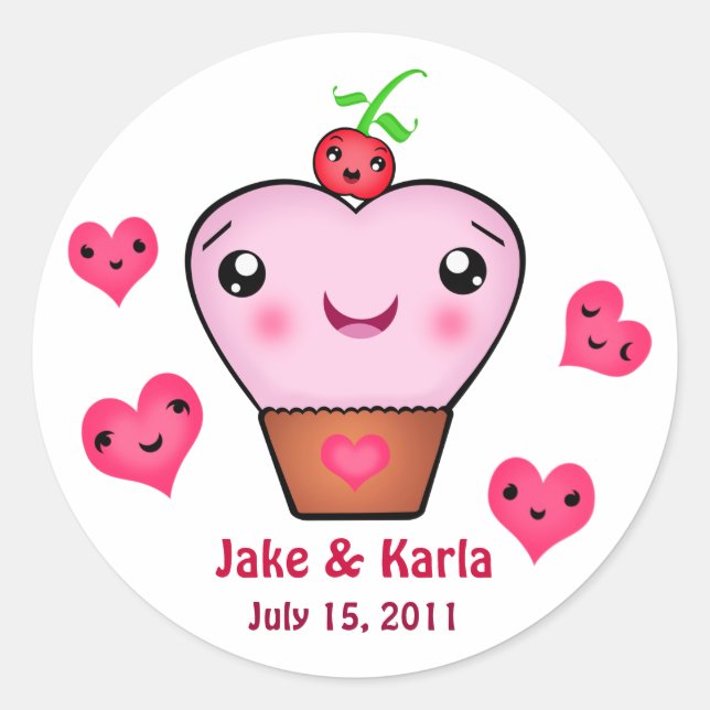 Custom Wedding / Couples Kawaii  Sticker (Front)
