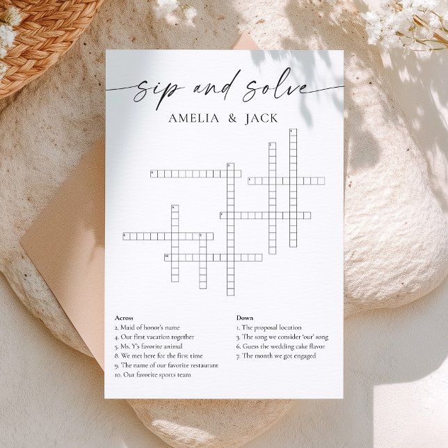 Custom Wedding Crossword Sip and Solve Game Invitation (Creator Uploaded)