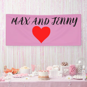 CUSTOM WEDDING DAY HEART PARTY PINK BANNER