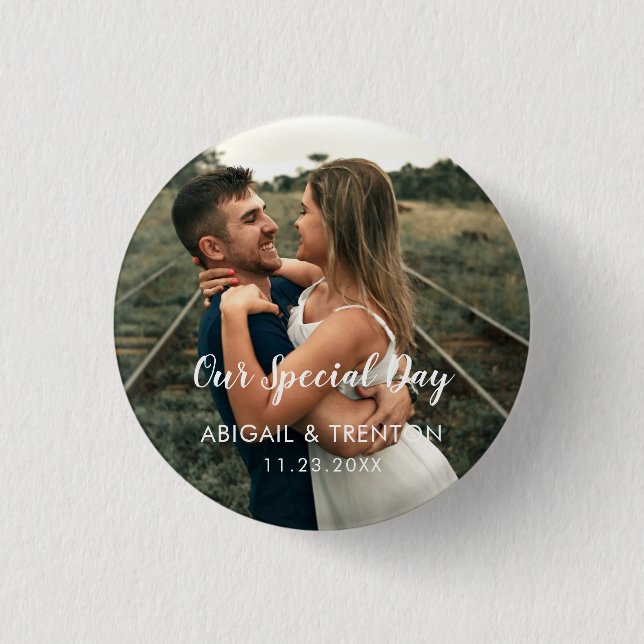 Custom Wedding Day Photo 3 Cm Round Badge (Front)