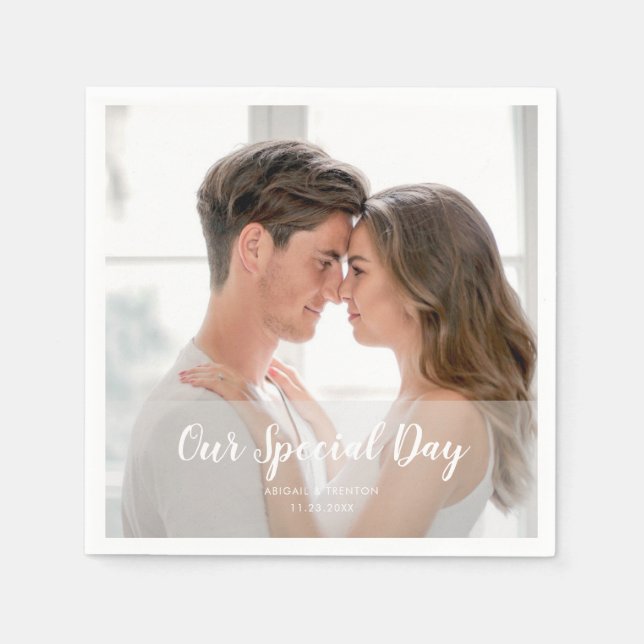 Custom Wedding Day Photo Napkins (Front)