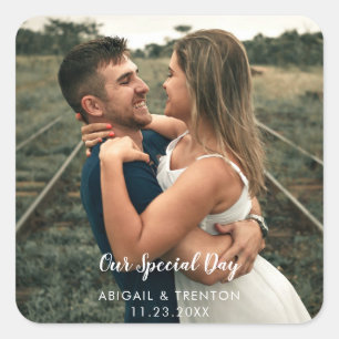 Custom Wedding Day Photo Square Sticker