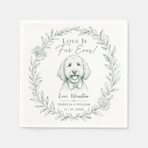 Custom Wedding Dog Pet Greenery Printable Floral Napkin