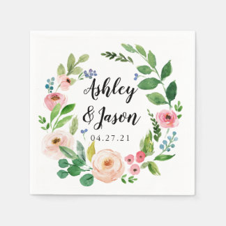 Custom Wedding Engagement Cocktail Napkins with Na