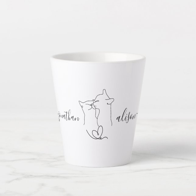 Custom Wedding Engagement Party Cats Couple Gift  Latte Mug (Front)