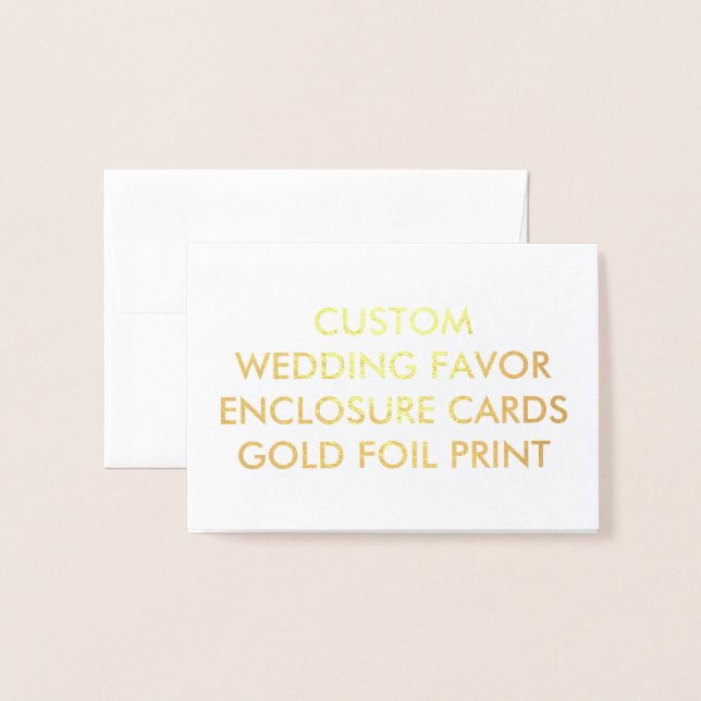 Custom Wedding FAVOR ENCLOSURE CARDS - GOLD PRINT (Front With Envelope)