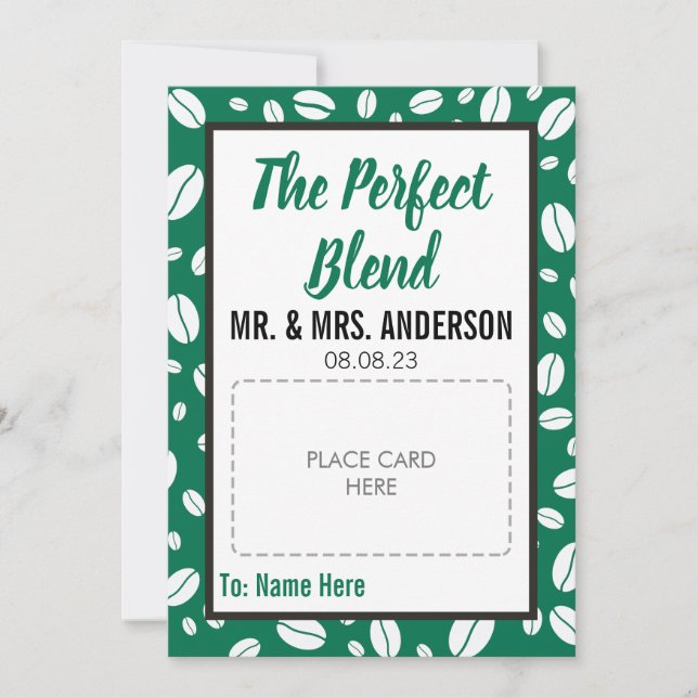 CUSTOM Wedding Favour Coffee Gift Card Holder (Front)