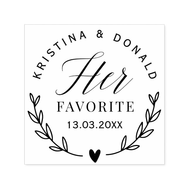 Custom Wedding Favour Her Favourite Classic Round  Self-inking Stamp (Design)
