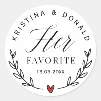 Custom Wedding Favour Her Favourite Classic Round