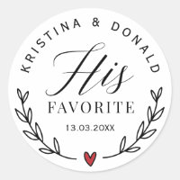 Custom Wedding Favour His Favourite Classic Round