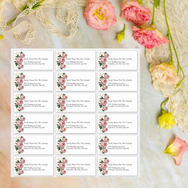 Custom Wedding Guest Address Labels Pink Floral (Creator Uploaded)