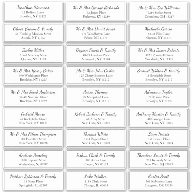Custom Wedding Guest Black Border Address Label (Front)
